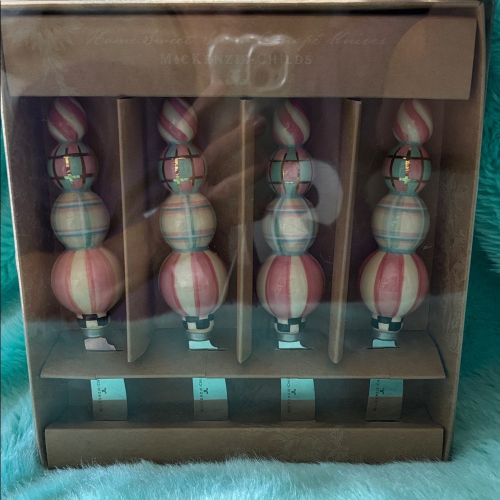 MacKenzie-Childs Striped Pink and Blue party spreaders